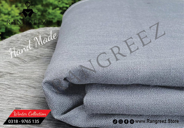 Cool Grey Blue Woolen Fabric