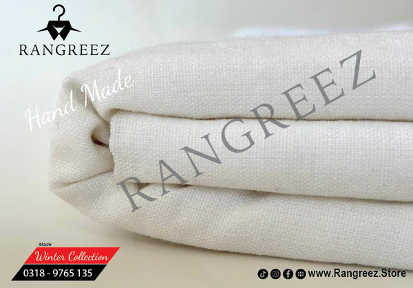 Handmade White Woolen Fabric